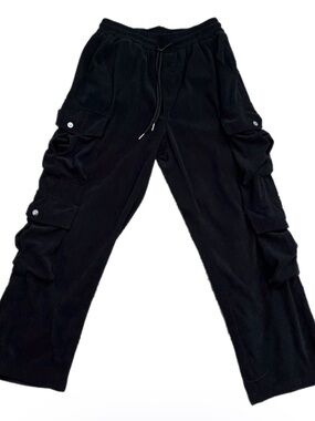 M Manfinity Men’s Black Corduroy Cargo Pants Comfy Casual Streetwear